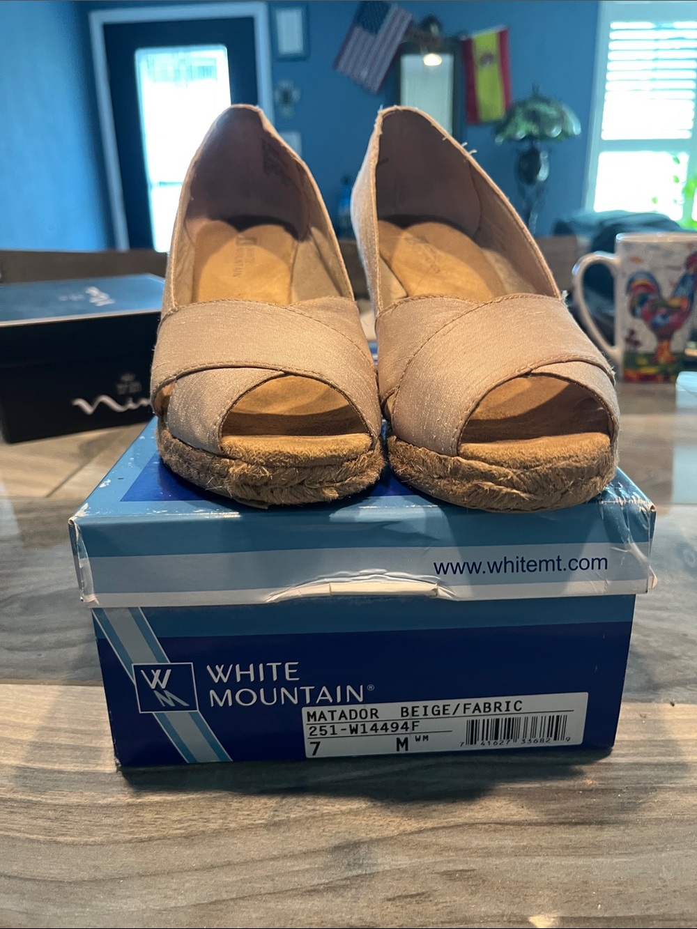White Mountain Beige Espadrille Wedge Sandals